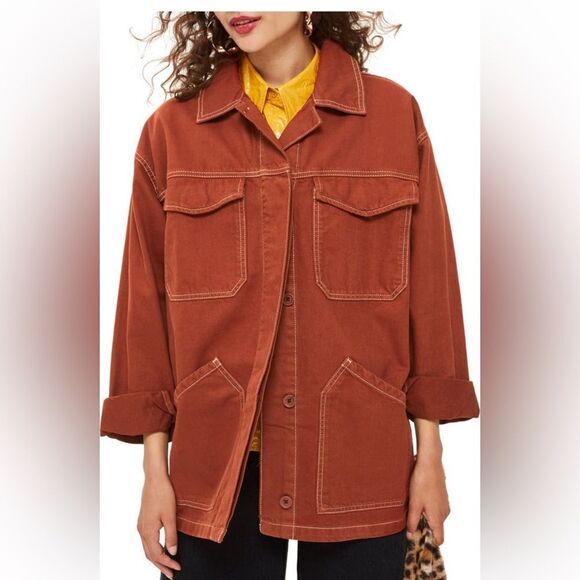Topshop Topstitch Shirt Jacket - Picture 2 of 6